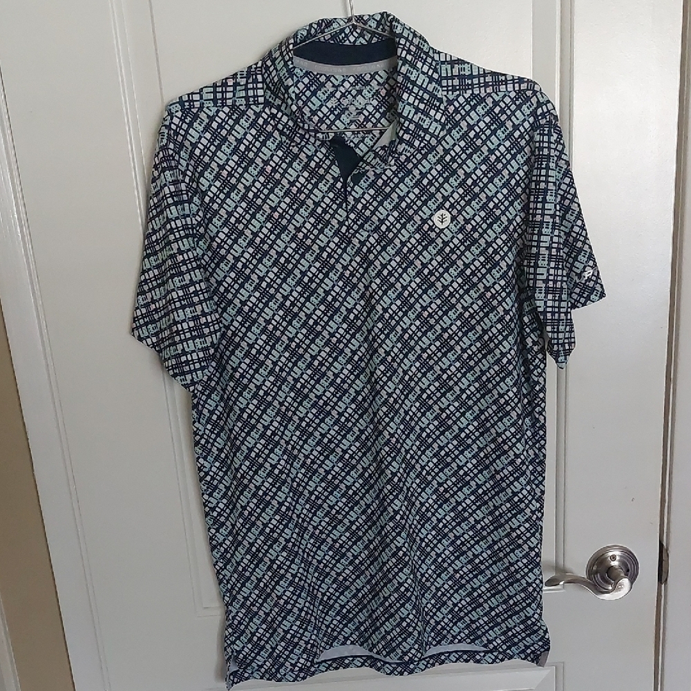 Coolibar Men's Navy & Pink & Mint Geometric Polo